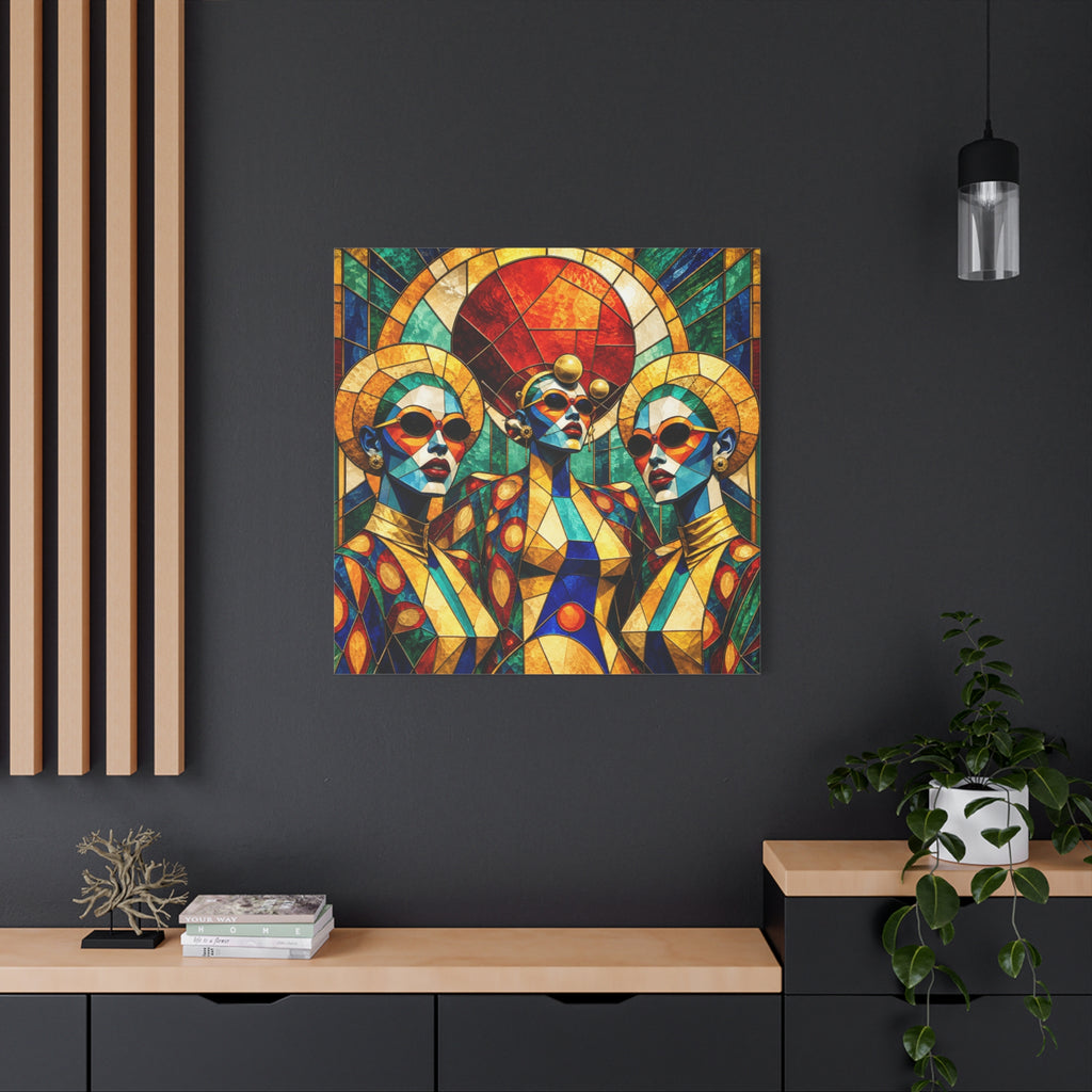 The Gilded Circle - Vibrant Geometric Portrait Wall Decor