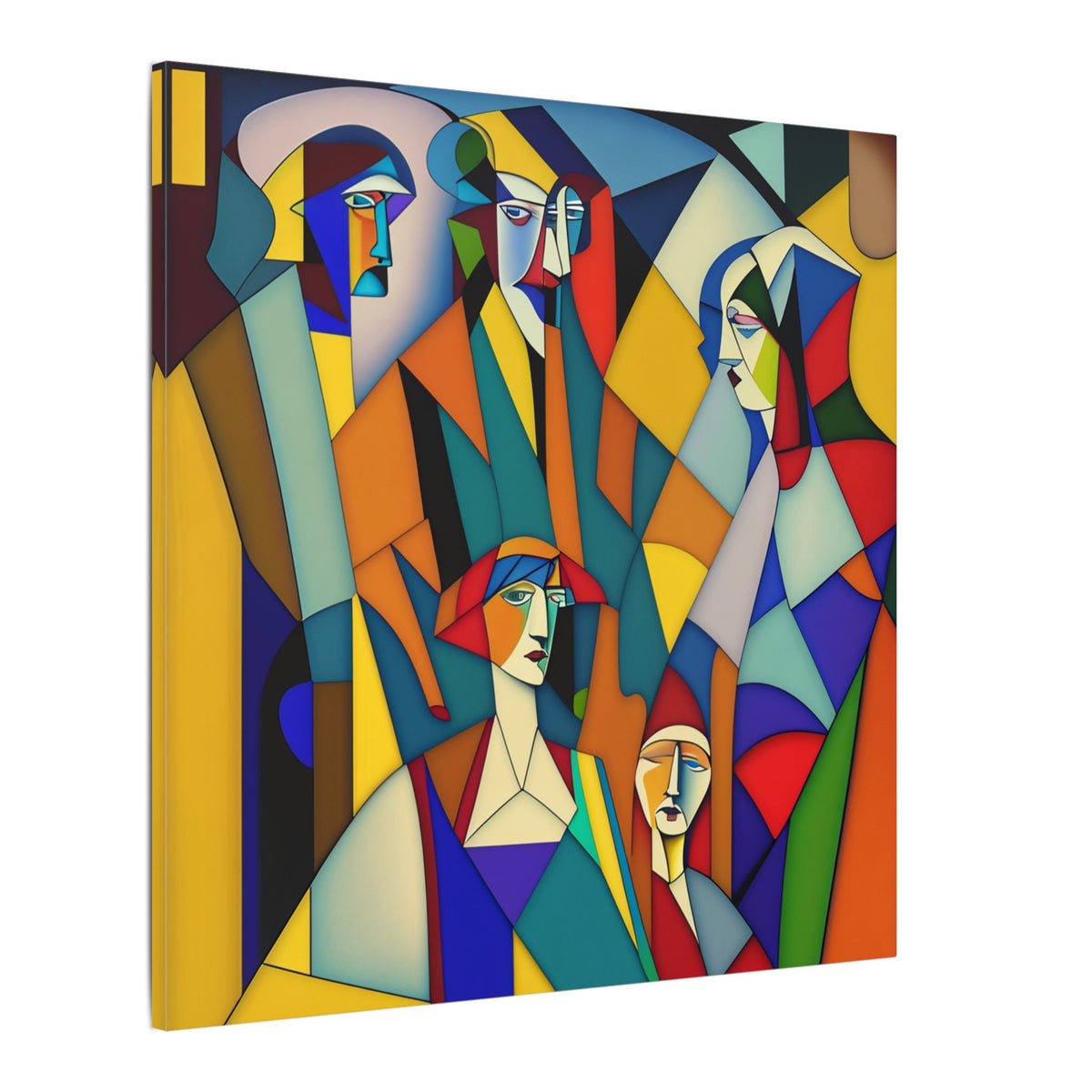The Gathering of Selves – Colorful Geometric Figurative Canvas Print