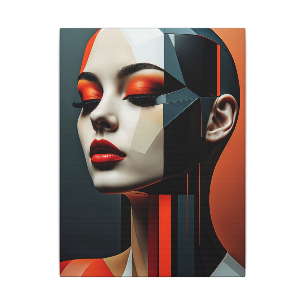 Quiet Voltage – Futurist Geometric Female Portrait Canvas Print