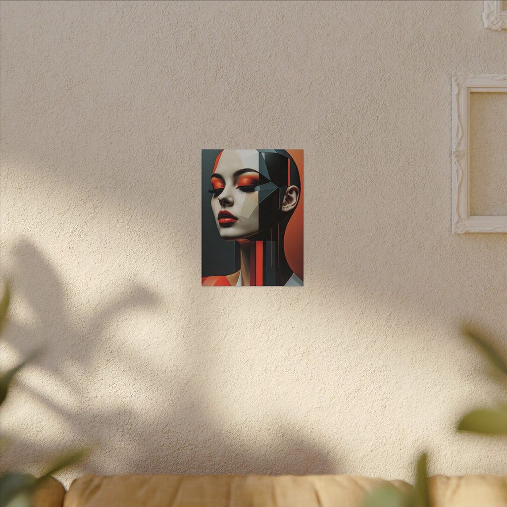 Quiet Voltage – Futurist Geometric Female Portrait Canvas Print