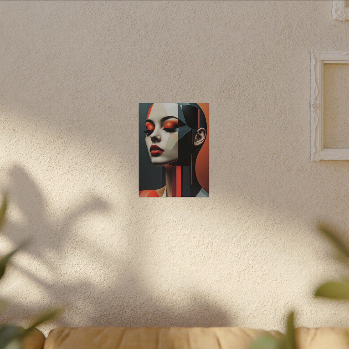 Quiet Voltage – Futurist Geometric Female Portrait Canvas Print