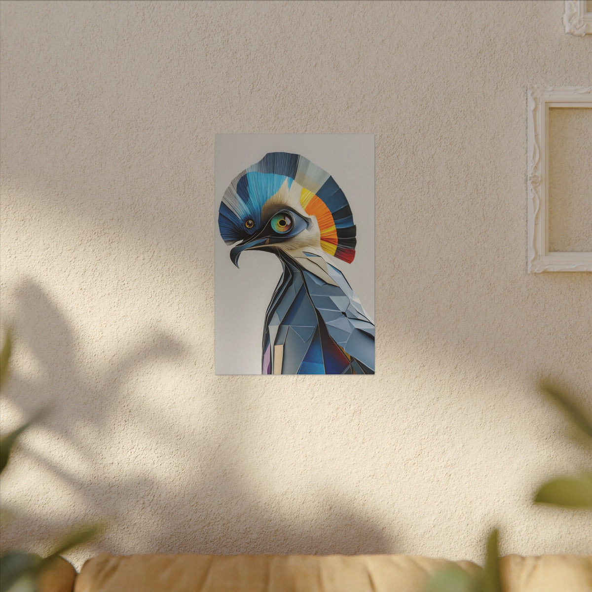 Crest of Light – Geometric Crested Bird Canvas Print