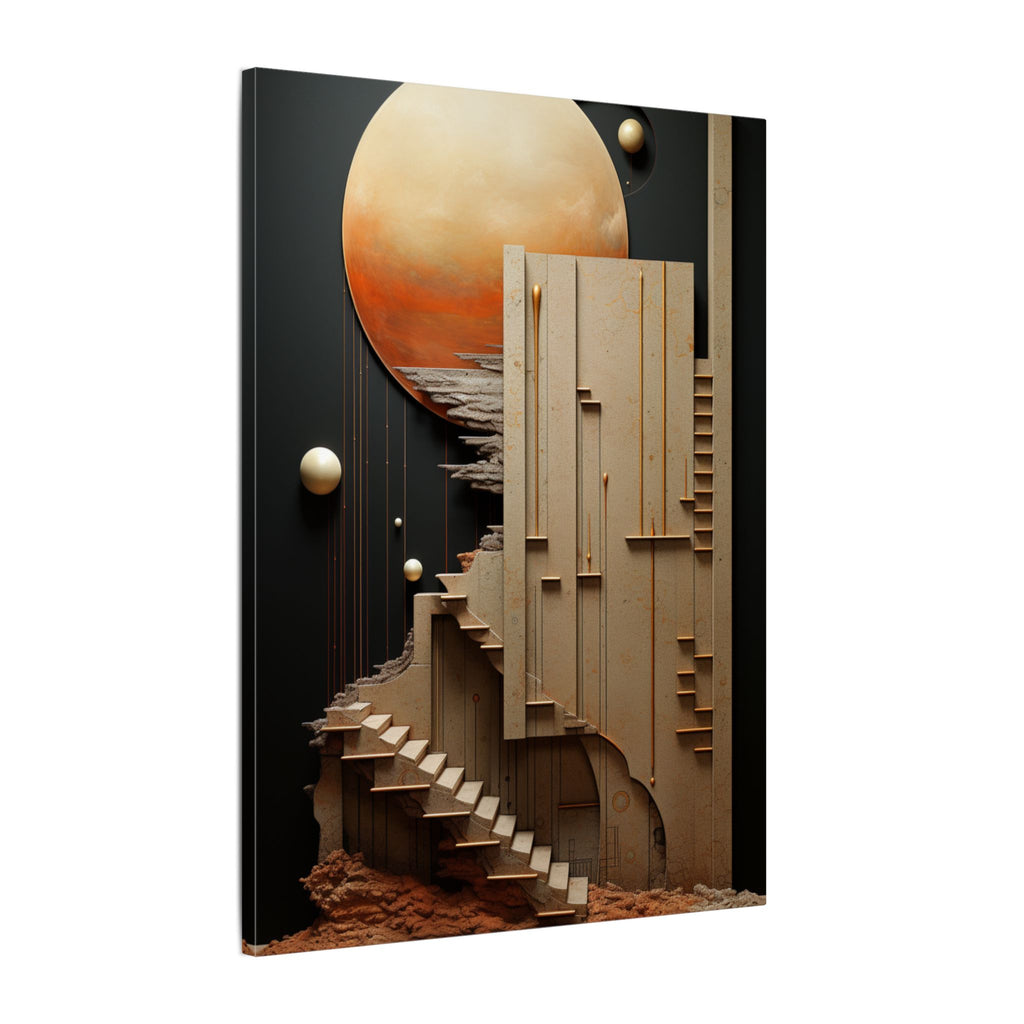 Stairway to Elsewhere – Surreal Futurist Architecture Canvas Print