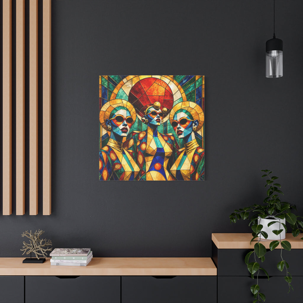 The Gilded Circle - Vibrant Geometric Portrait Wall Decor