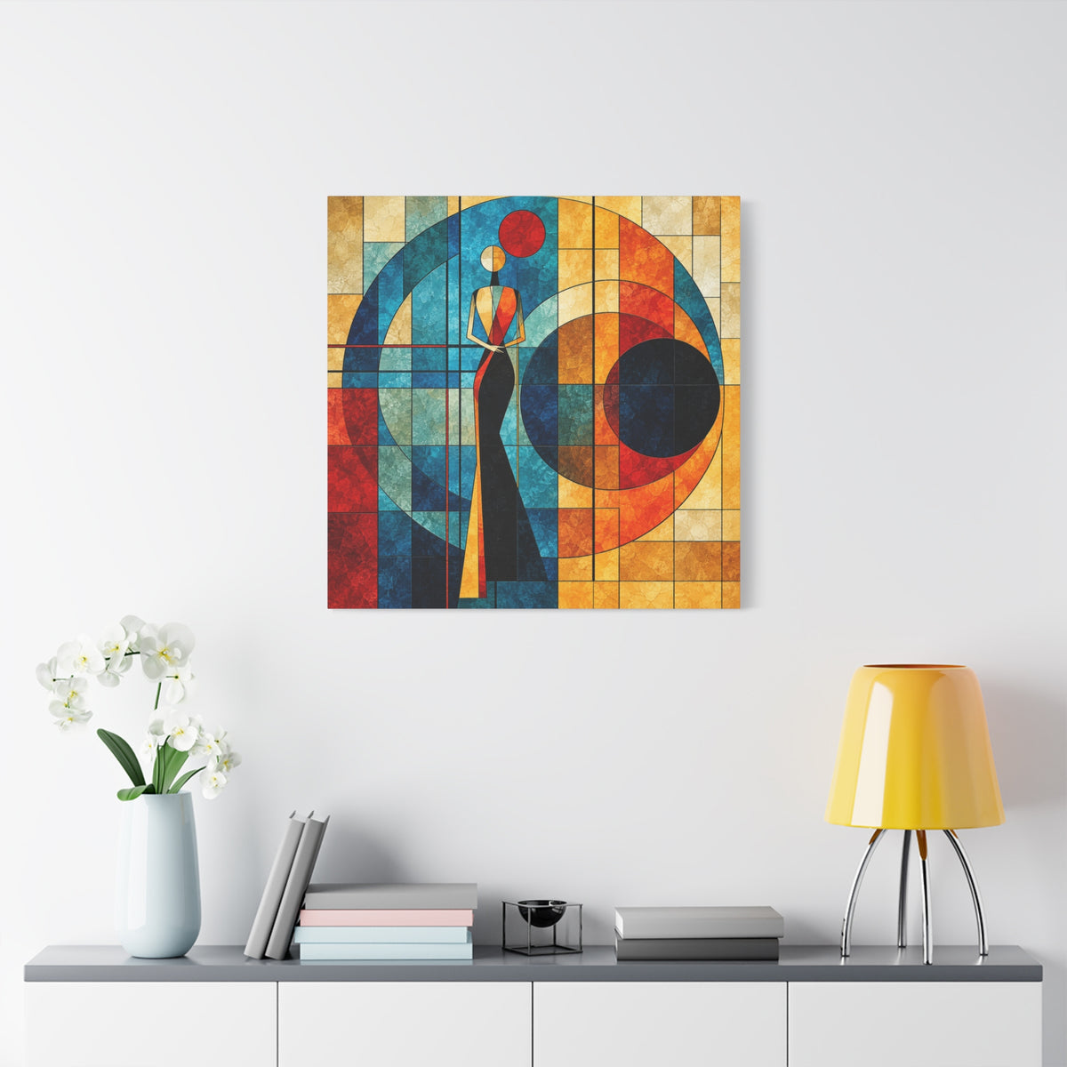 Orbit of Poise — Art Deco Stained Glass Woman Canvas