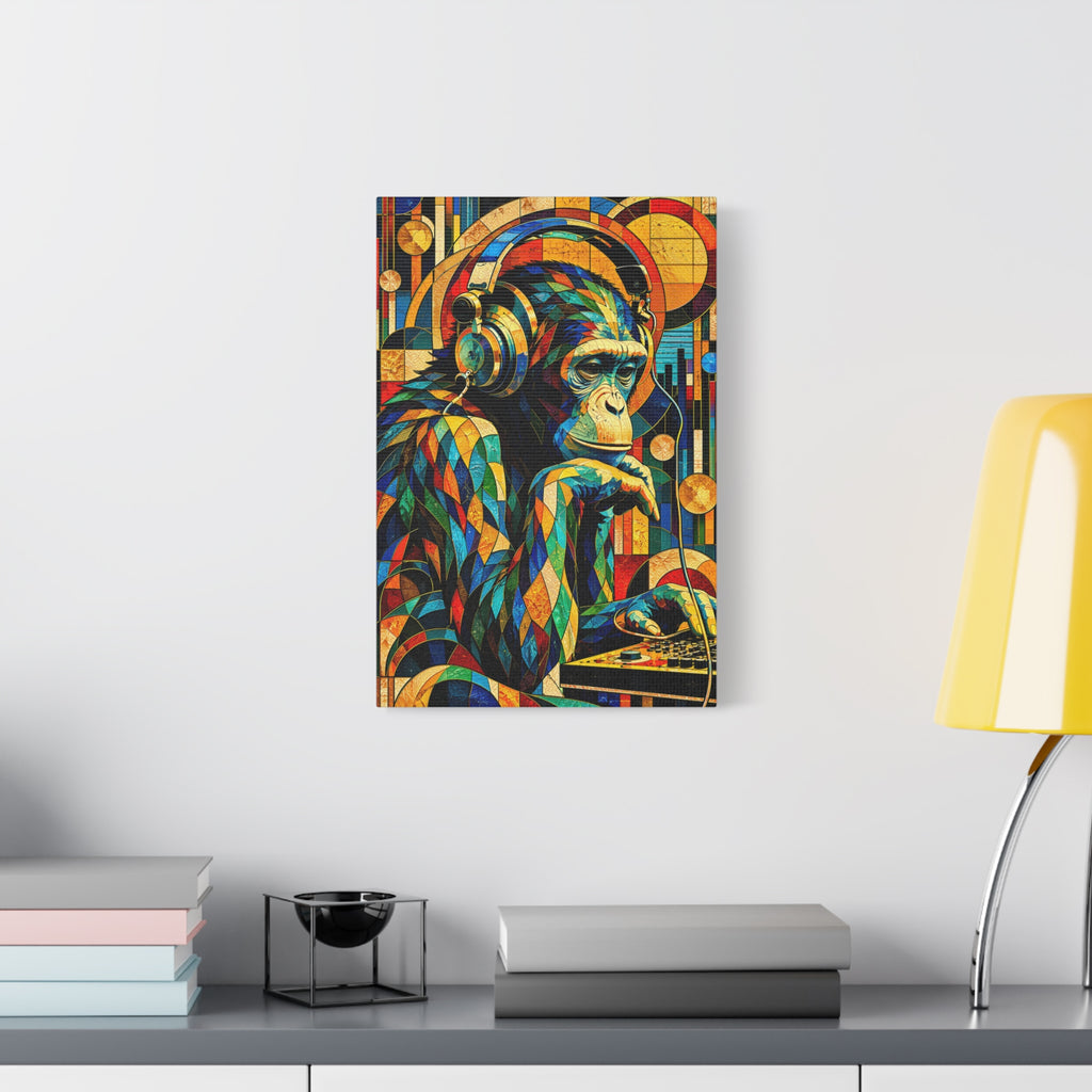 Primate Frequencies — Stained Glass DJ Monkey Fine Art Print