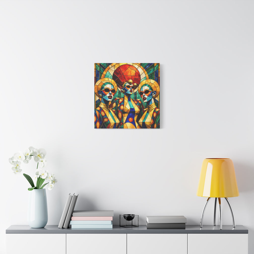 The Gilded Circle - Vibrant Geometric Portrait Wall Decor
