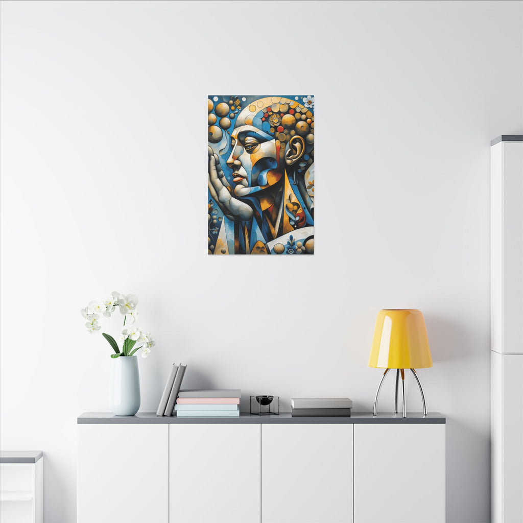 Prayer in Color – Geometric Praying Figure Canvas Print