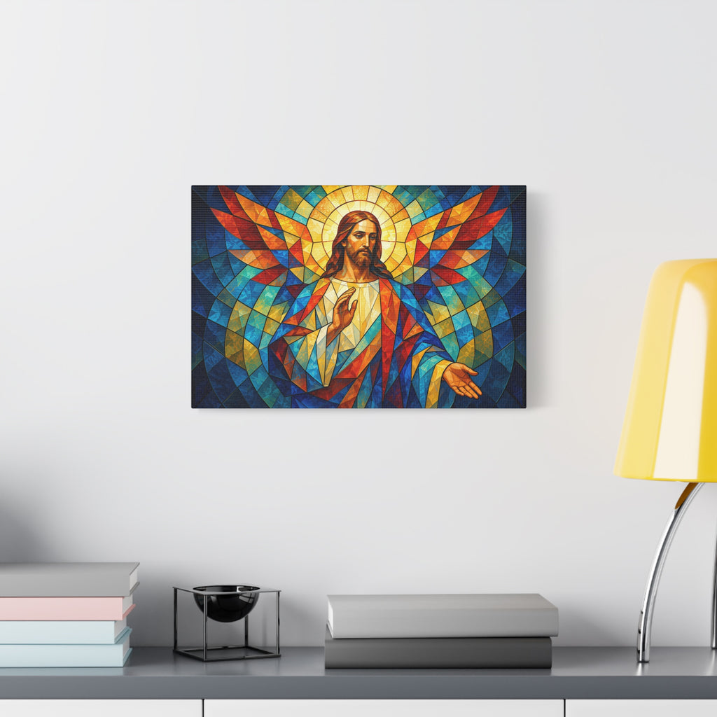Open Hands of Grace - Cubist Stained Glass Jesus Canvas Print