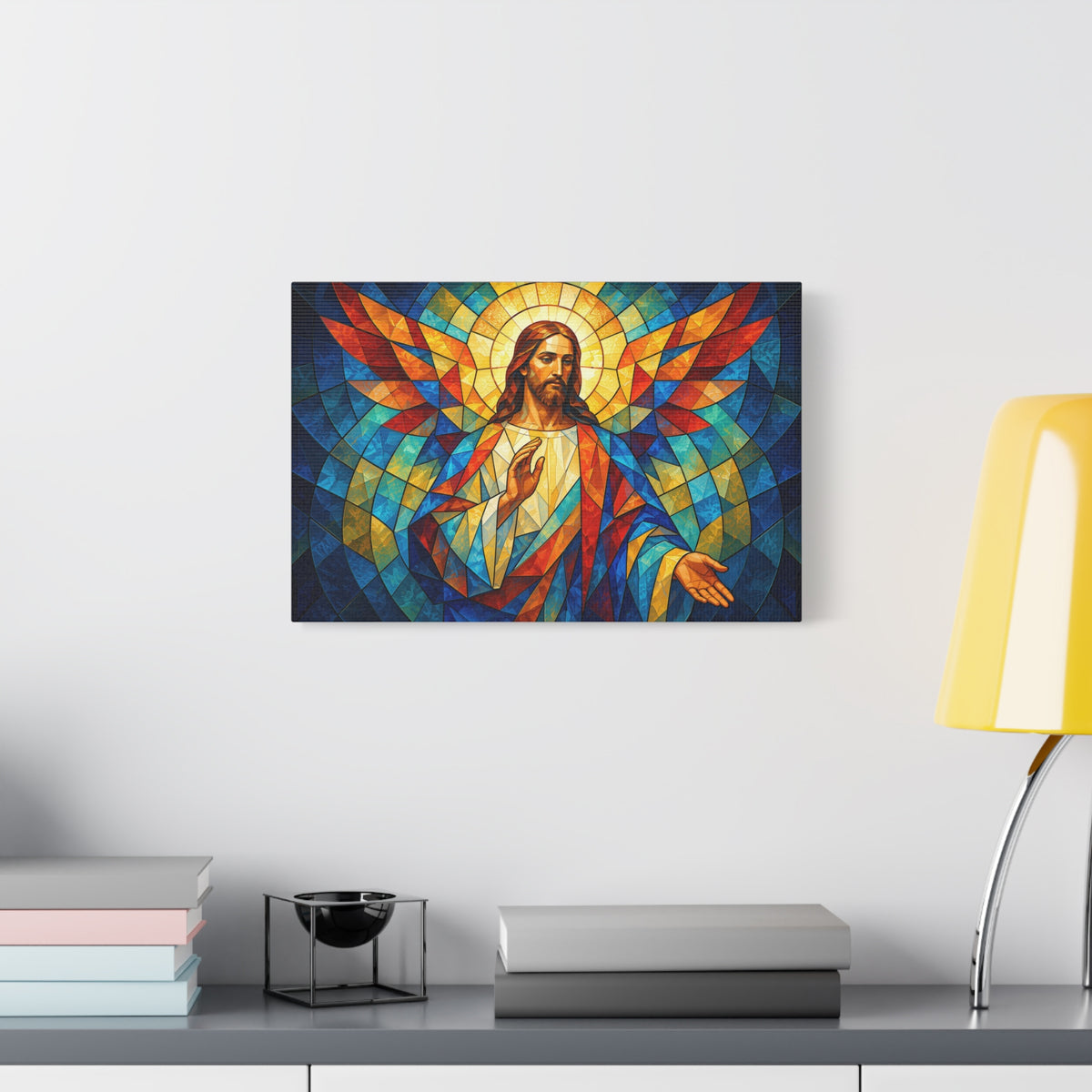 Open Hands of Grace - Cubist Stained Glass Jesus Canvas Print