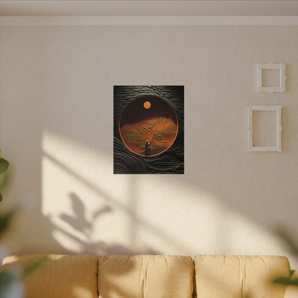 Inside the Orange Moon – Surreal Abstract Portal Canvas Print