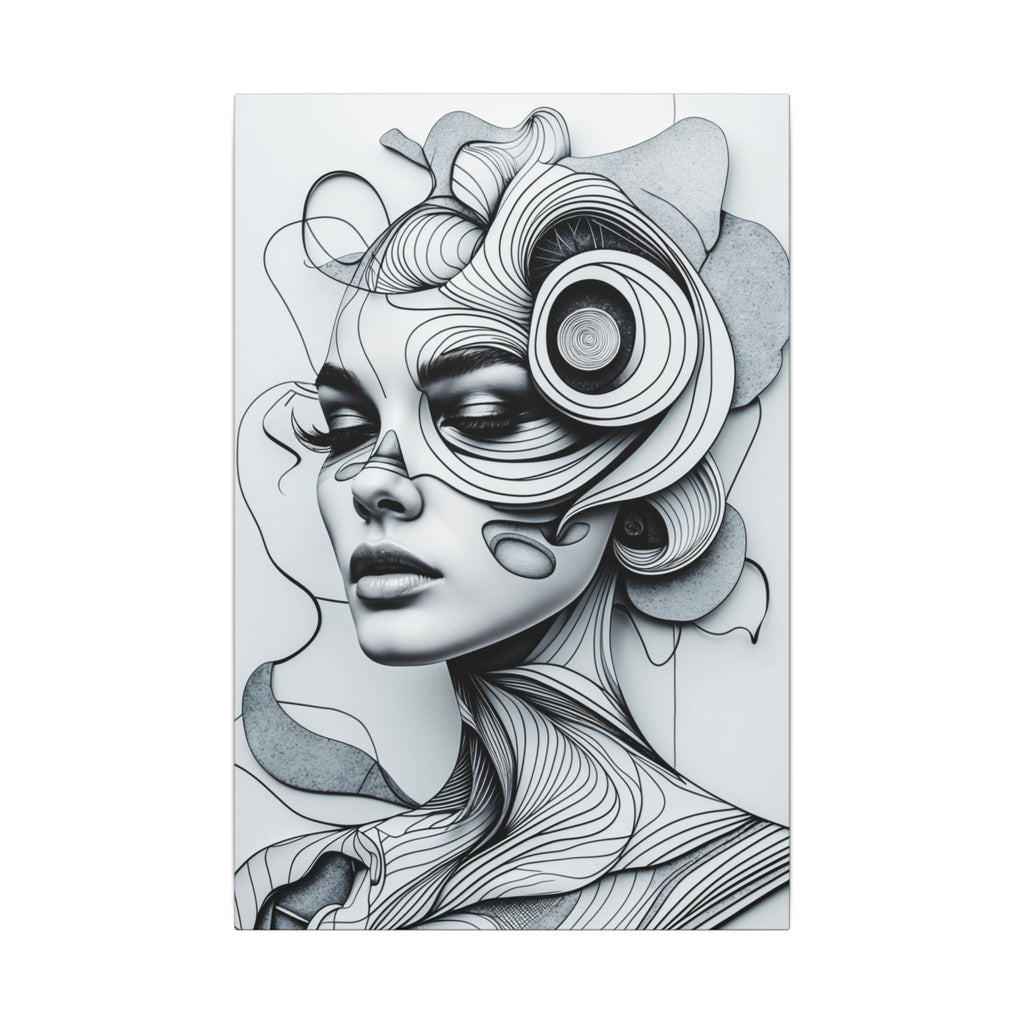 The Architecture of Thought – Black and White Surreal Portrait Canvas Print