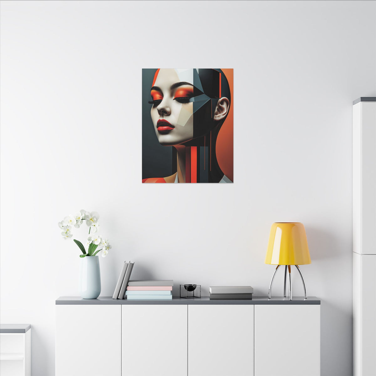 Quiet Voltage – Futurist Geometric Female Portrait Canvas Print