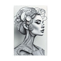 Lines of Becoming – Monochrome Futurist Line Portrait Canvas Print