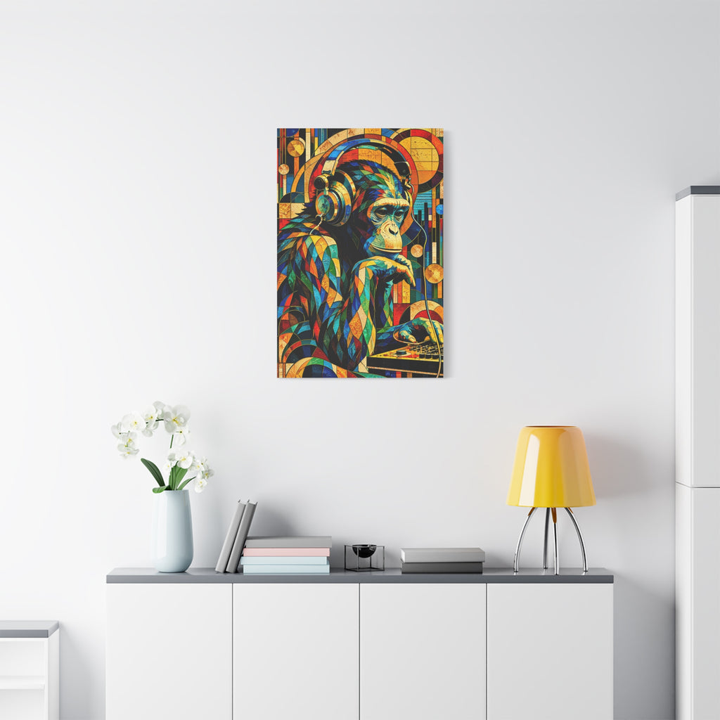 Primate Frequencies — Stained Glass DJ Monkey Fine Art Print