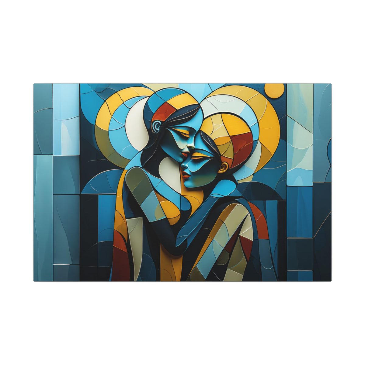 Where We Meet – Geometric Couple Embrace Canvas Print