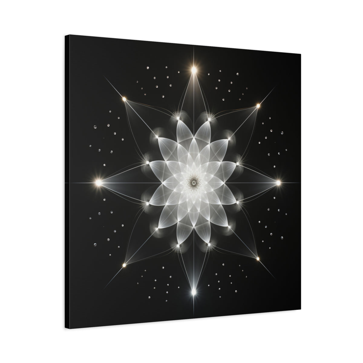 Constellation in Bloom — Monochrome Sacred Geometry Wall Art