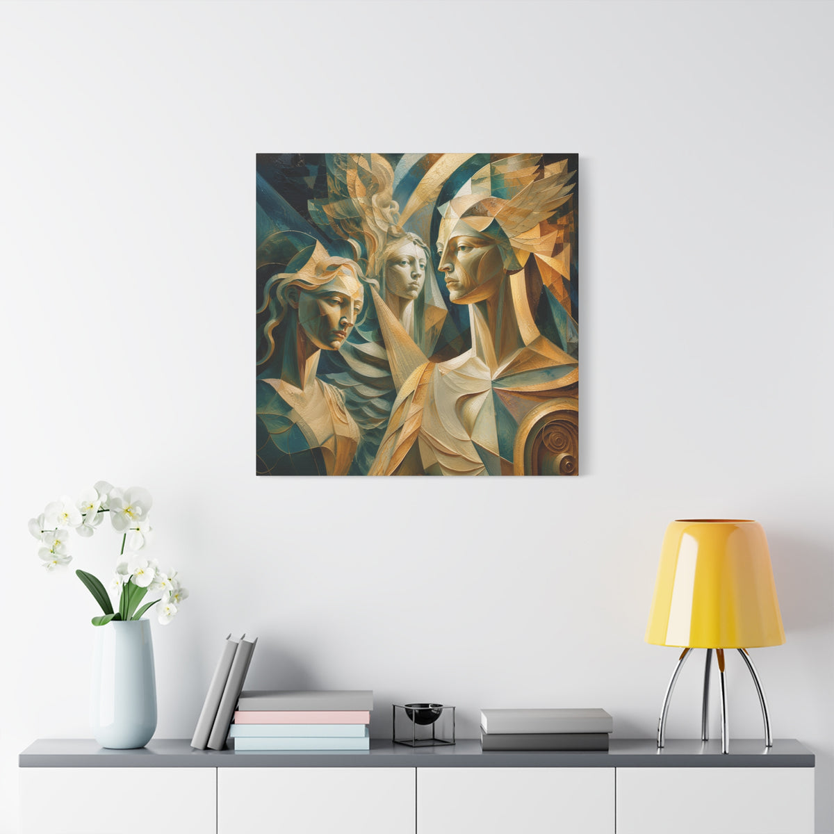 Chorus of Grace — Celestial Cubist Portrait Fine Art Print