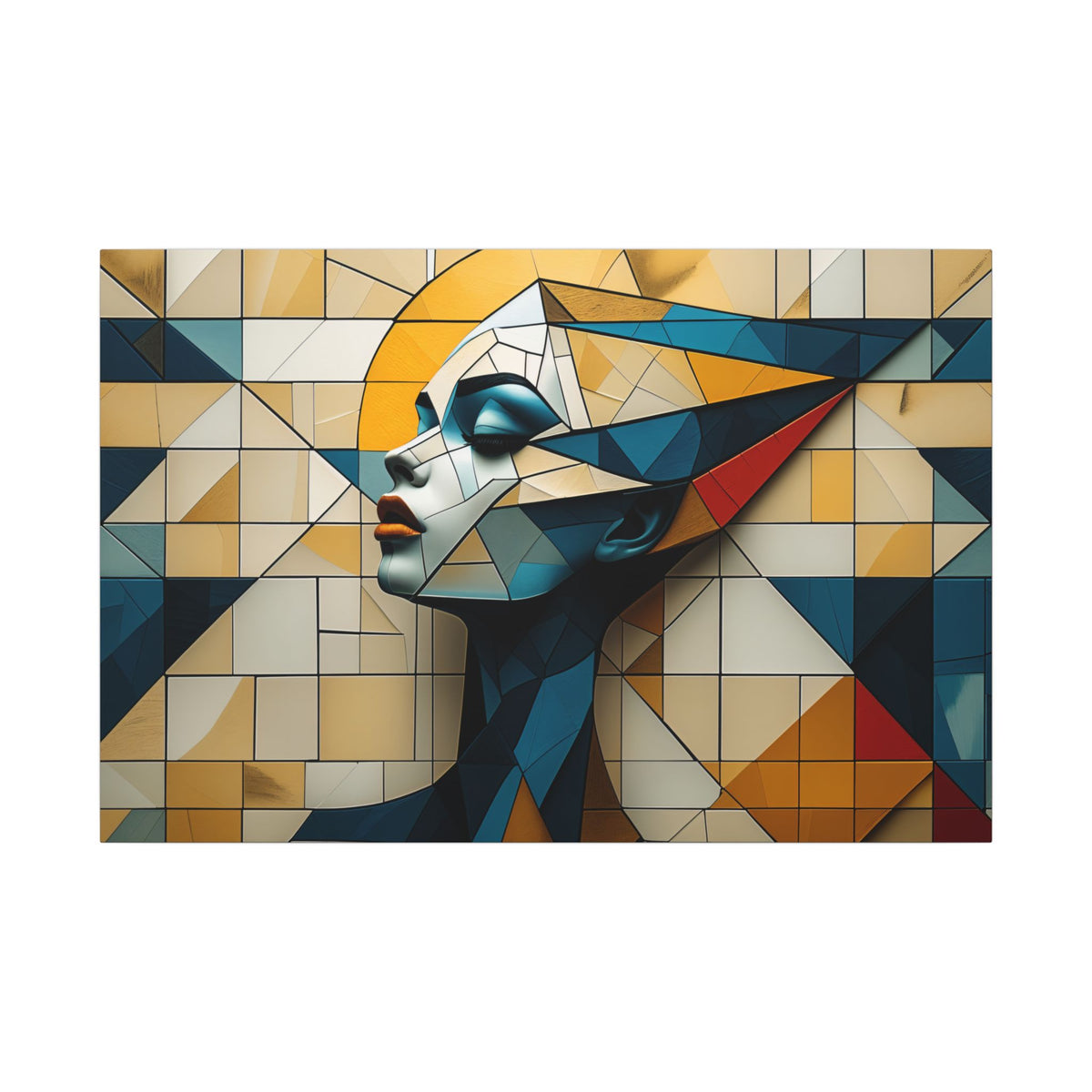 Measured Grace – Geometric Female Profile Canvas Print