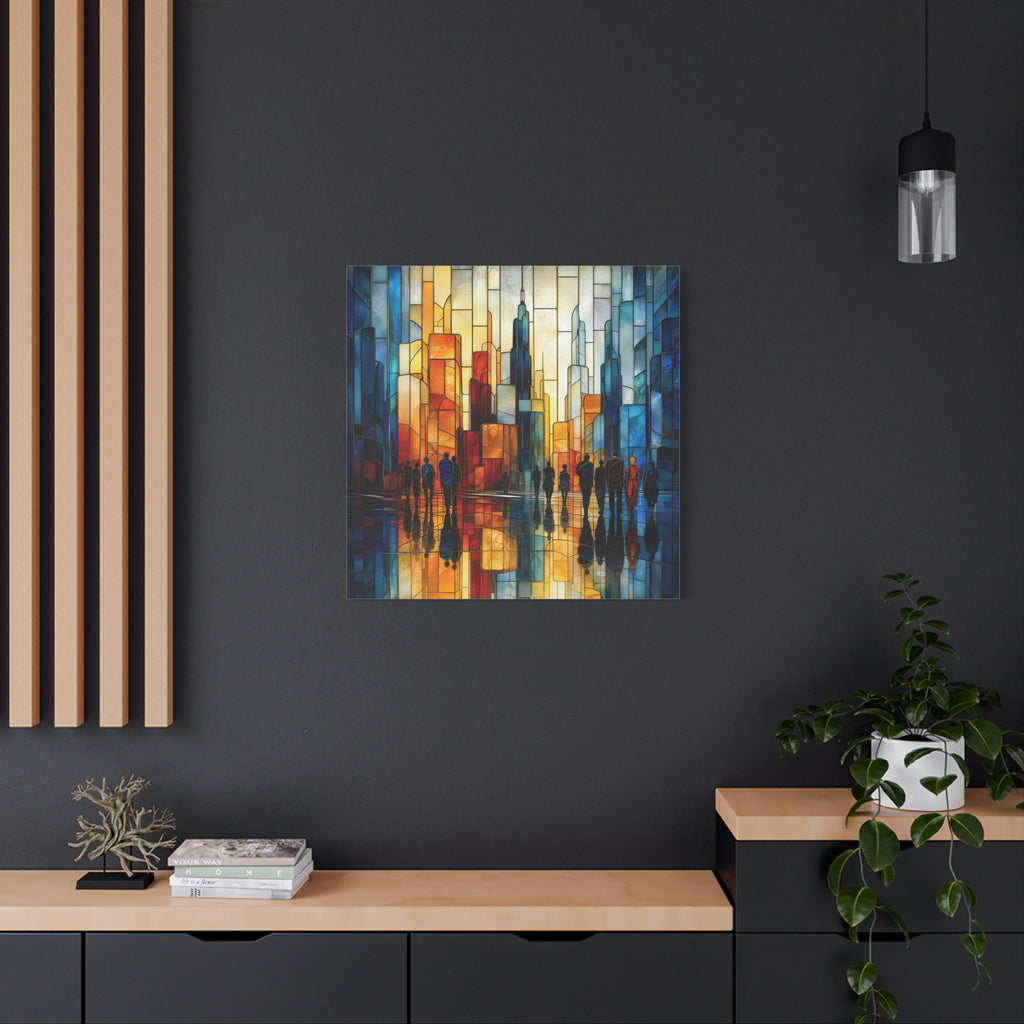 City of Light — Modern Stained Glass Skyline Wall Art