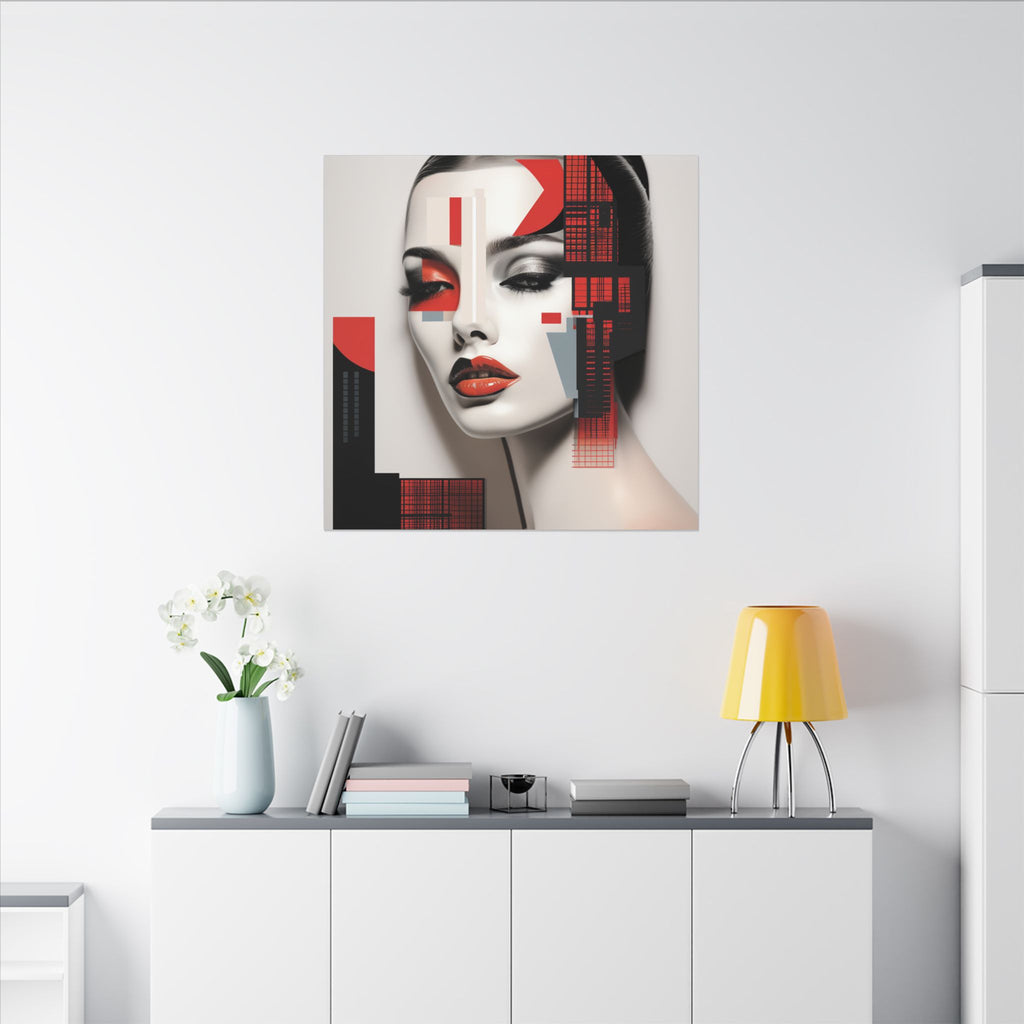 Red Syntax – Geometric Fashion Portrait Canvas Print