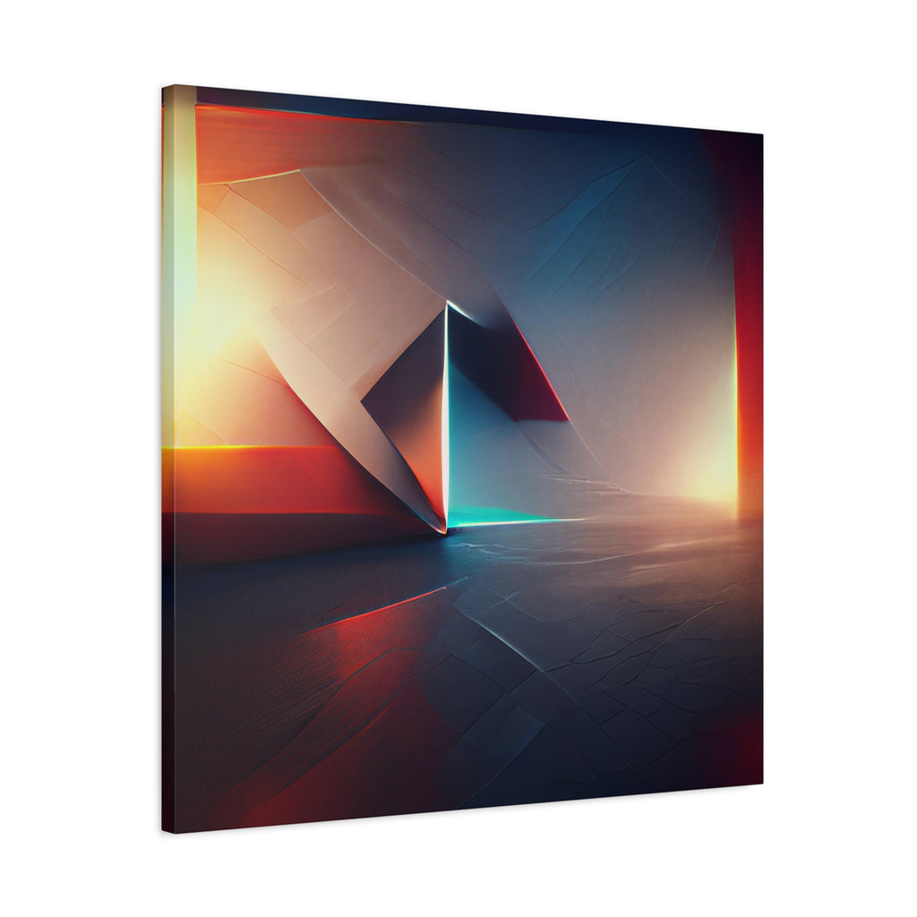 Threshold of Light — Luminous Geometric Abstract in Crimson, Indigo & Gold