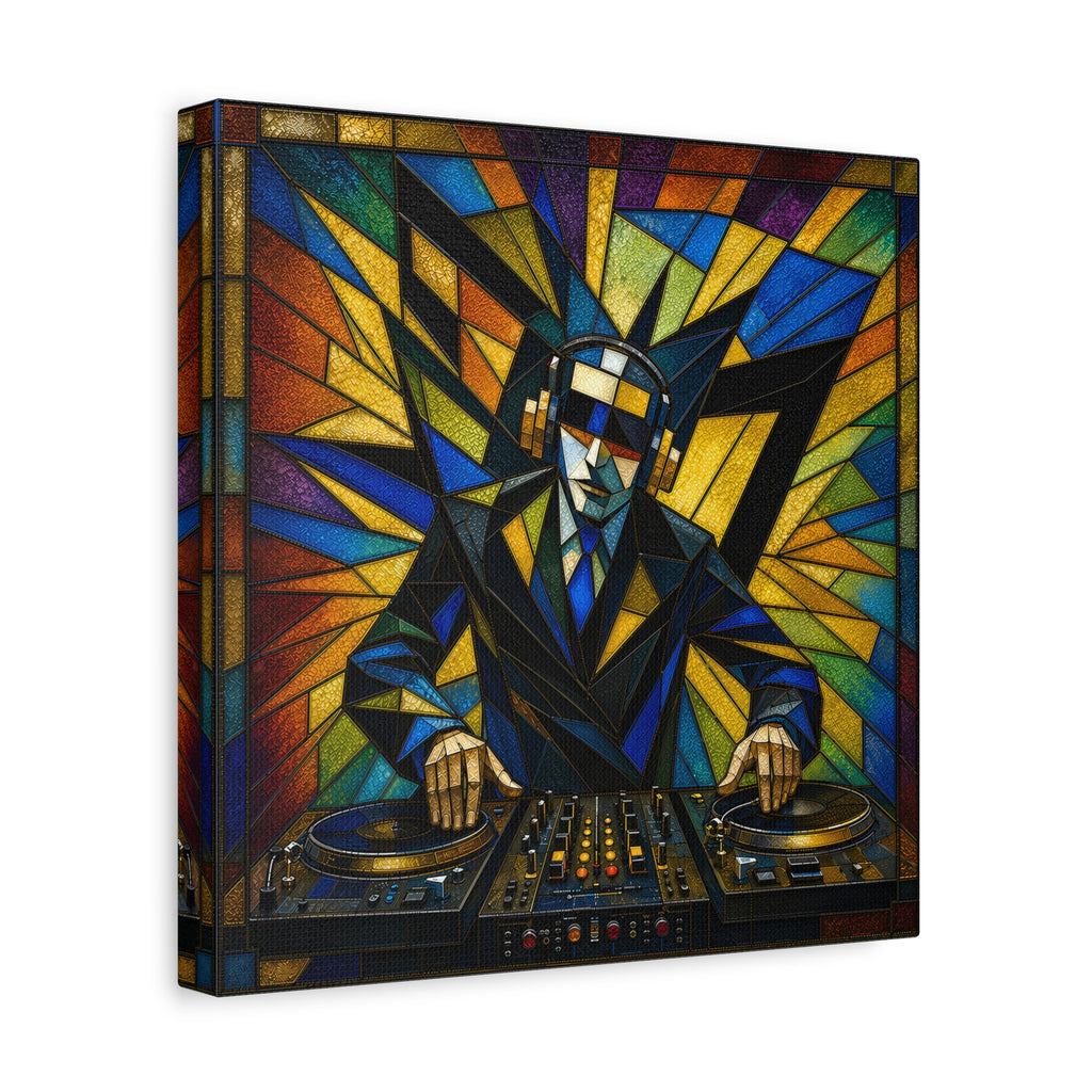 Frequency State – Abstract Stained Glass DJ Pop Art Canvas Print