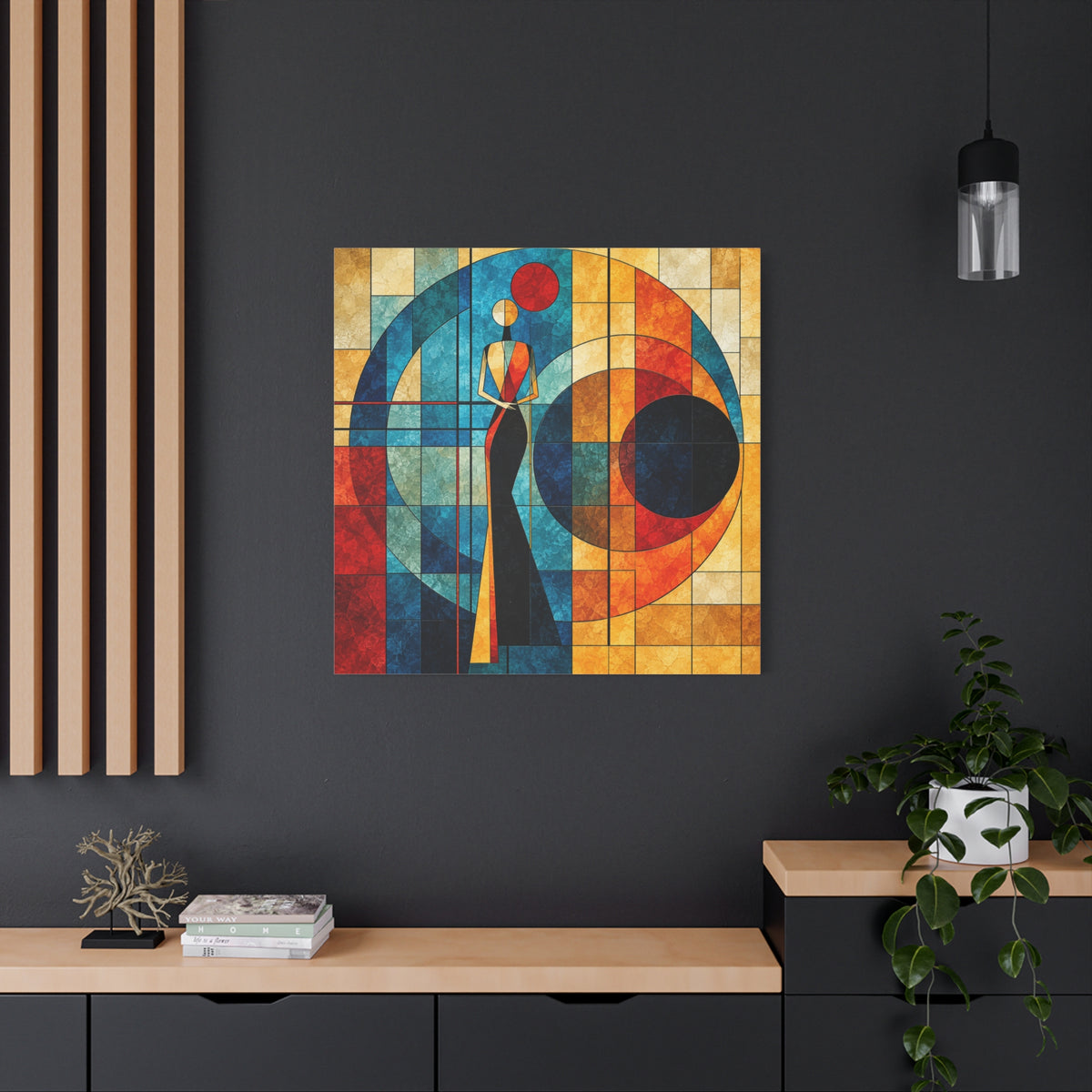 Orbit of Poise — Art Deco Stained Glass Woman Canvas