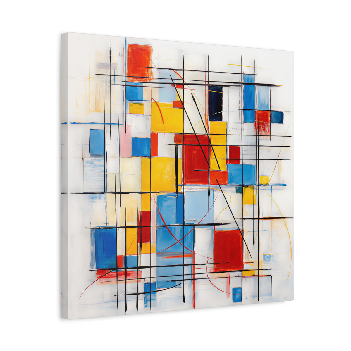 Controlled Chaos — Modern Geometric Abstract in Red, Blue, Yellow & Black