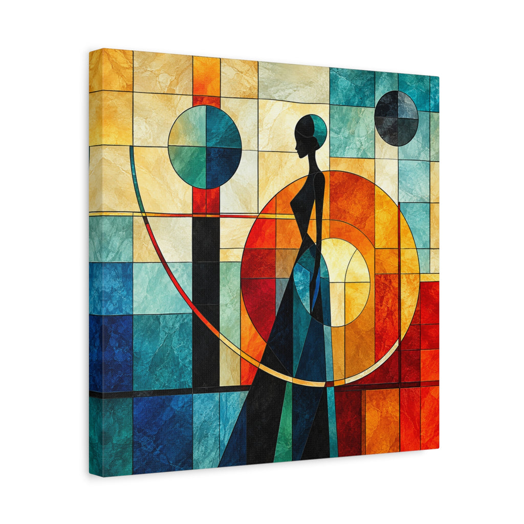 Poise in Motion — Art Deco Stained Glass Woman Canvas
