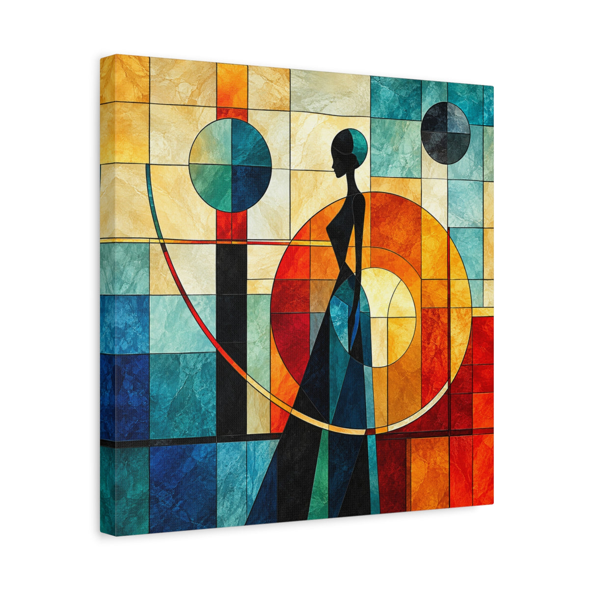 Poise in Motion — Art Deco Stained Glass Woman Canvas