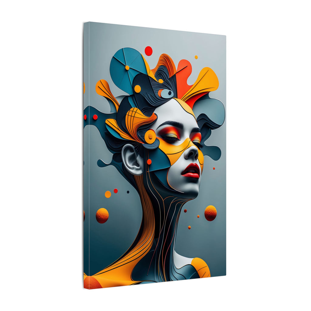 Crowned Signal – Futurist Geometric Female Portrait Canvas Print