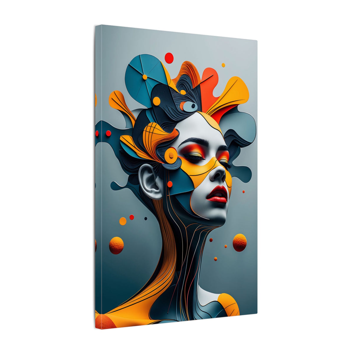 Crowned Signal – Futurist Geometric Female Portrait Canvas Print