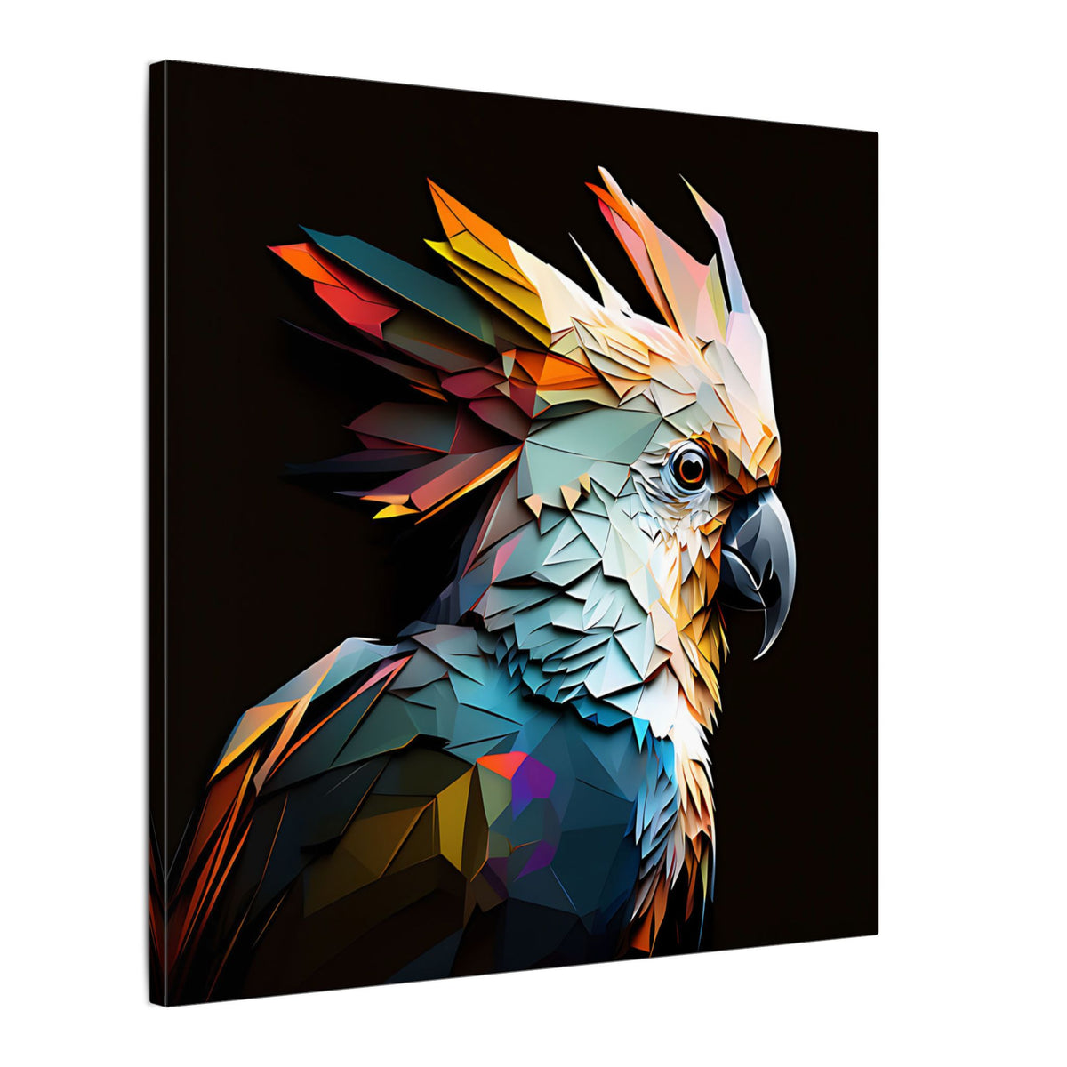 Crowned Instinct – Geometric Cockatoo Portrait Canvas Print