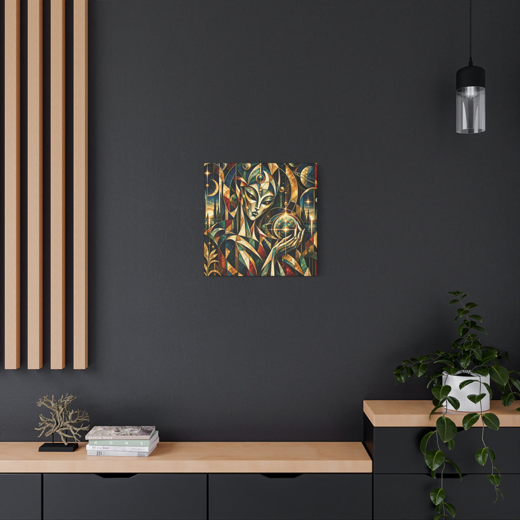 Keeper of Worlds — Futuristic Celestial Portrait Wall Art