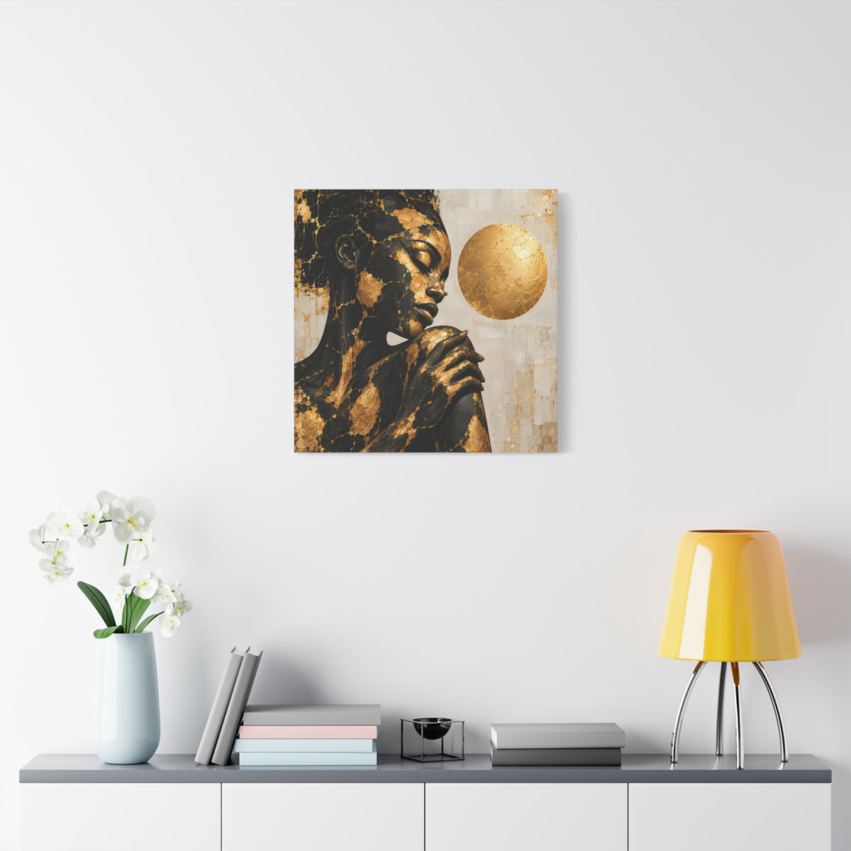 Held in Gold — Modern Black & Gold Woman Portrait