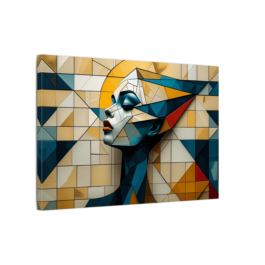 Measured Grace – Geometric Female Profile Canvas Print