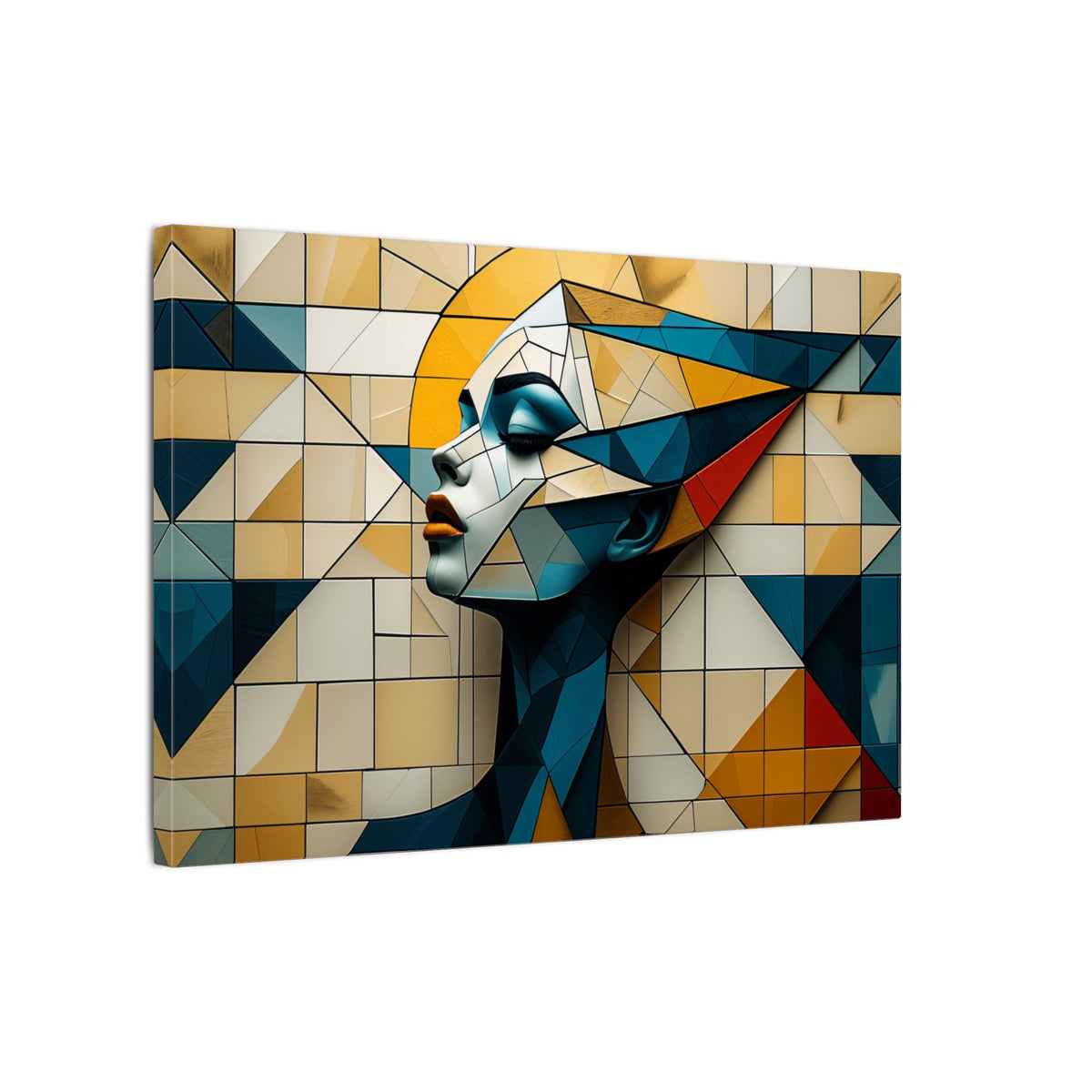 Measured Grace – Geometric Female Profile Canvas Print