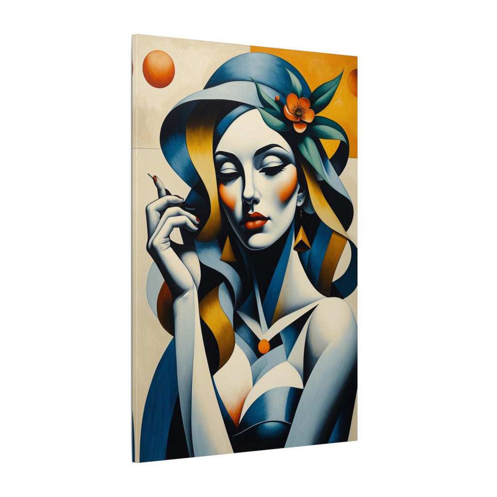 Blue Reverie – Geometric Female Portrait Canvas Print