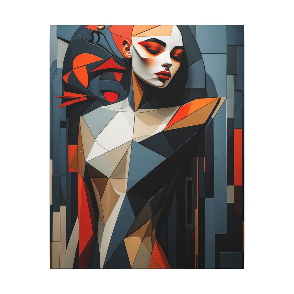 Composed in Structure – Geometric Female Portrait Canvas Print