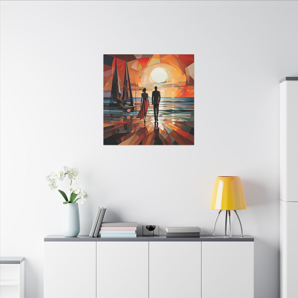 Toward the Last Light – Geometric Couple Sunset Canvas Print