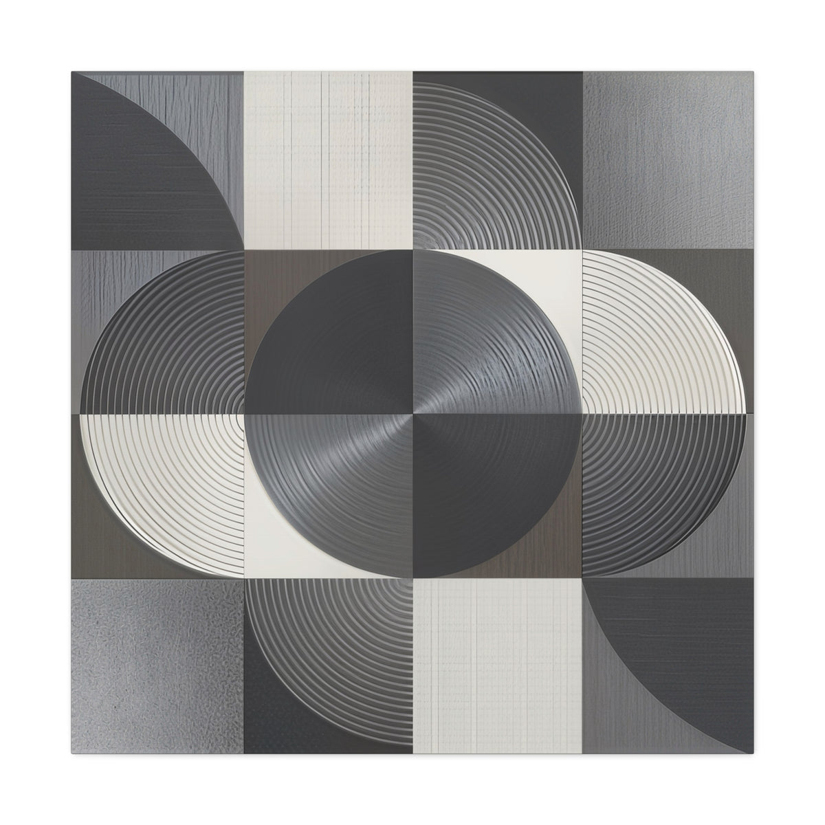 Measured Silence – Monochrome Geometric Circle Canvas Print