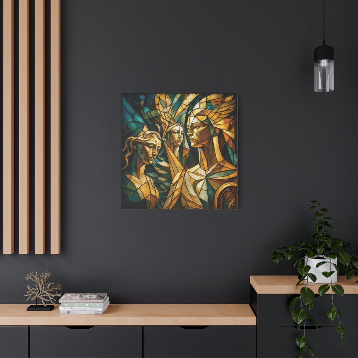 The Golden Council — Modern Stained Glass Figurative Wall Art