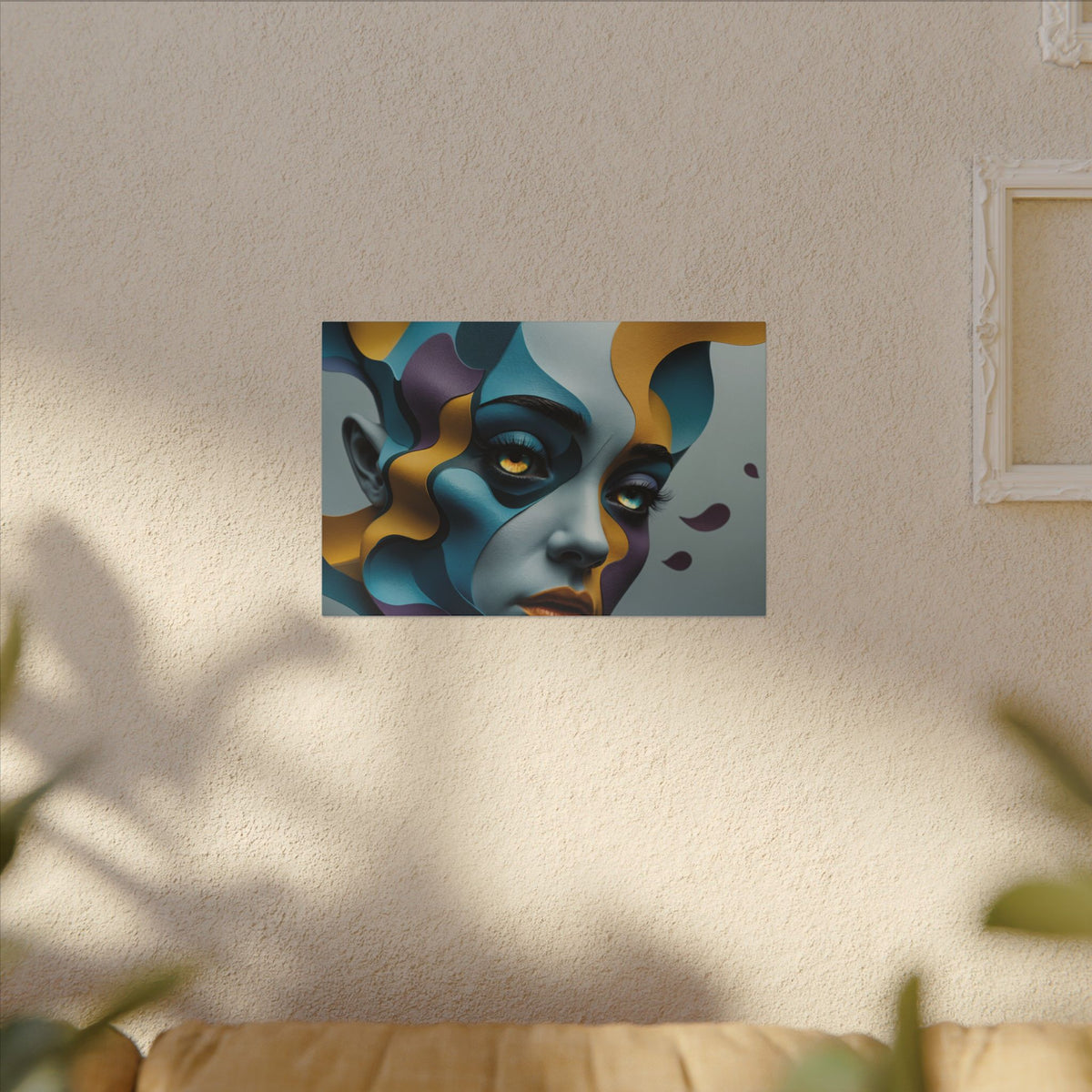 Soft Frequency – Abstract Geometric Female Portrait Canvas Print