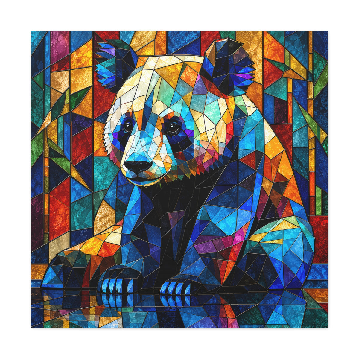 Prismatic Panda — Stained Glass Geometric Animal Wall Art