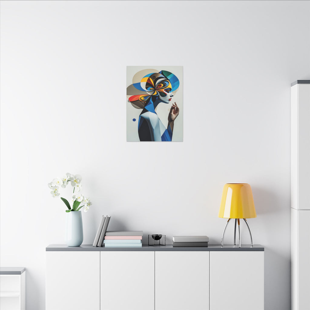 The Shape of Thought – Futurist Geometric Female Portrait Canvas Print