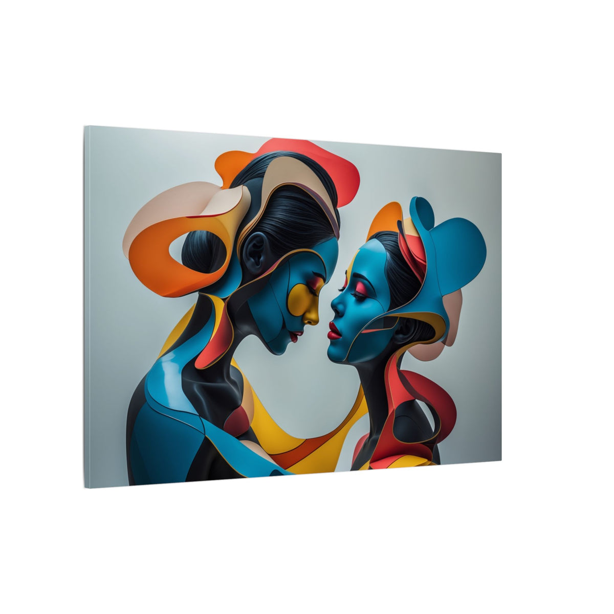 Almost Touching – Futurist Dual Portrait Canvas Print