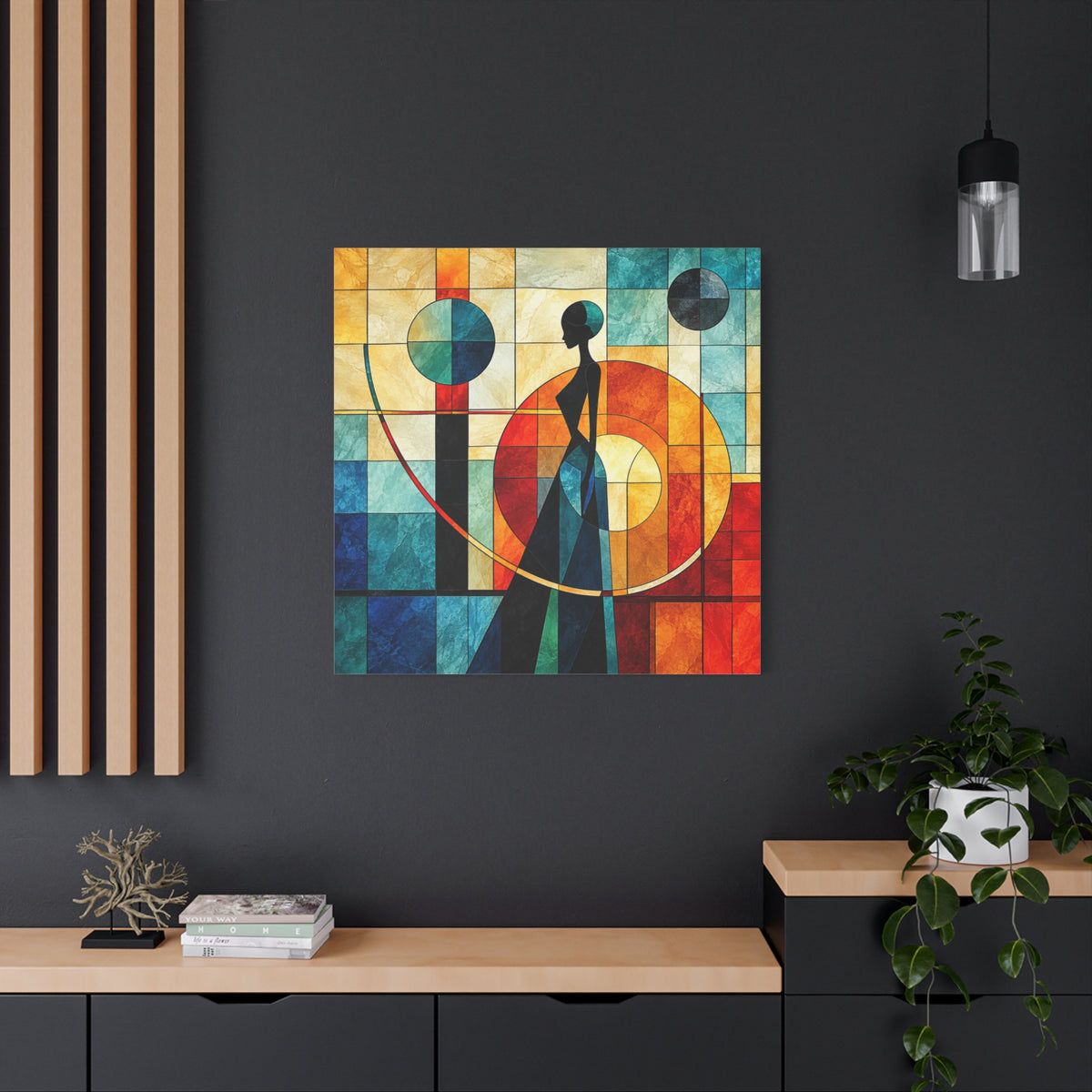 Poise in Motion — Art Deco Stained Glass Woman Canvas
