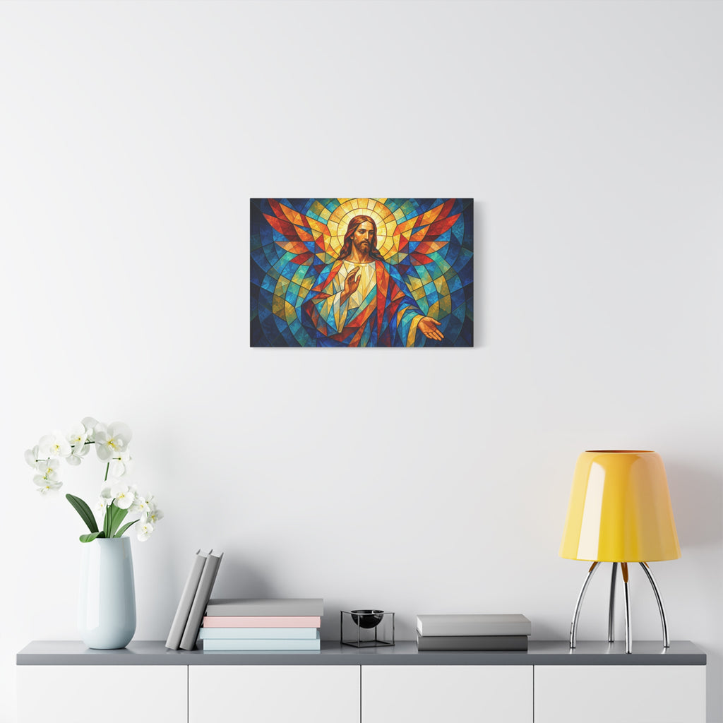Open Hands of Grace - Cubist Stained Glass Jesus Canvas Print