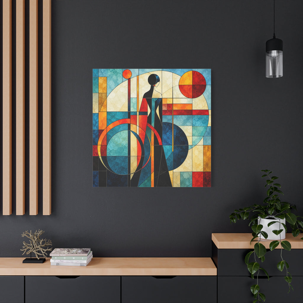 Solar Reverie — Art Deco Stained Glass Woman Canvas